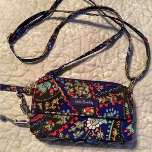 Vera Bradley Blue Crossbody Bag Quilted Floral Design